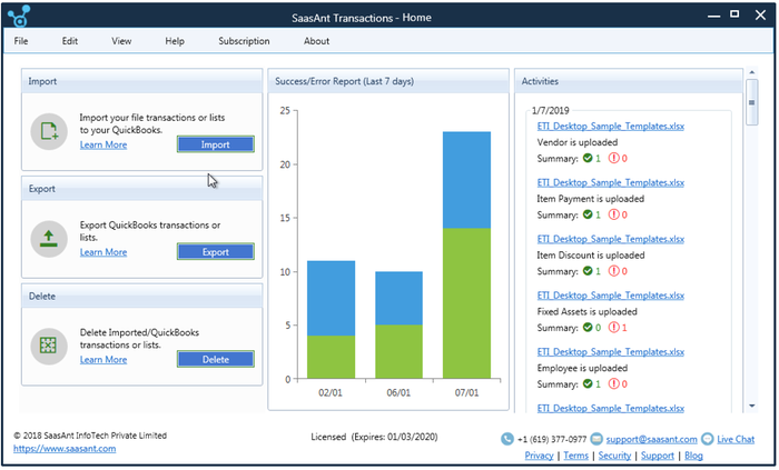 screenshot of SaasAnt Transactions